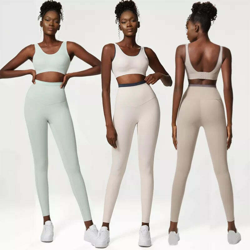 Y2K Grunge Grey Sports Bra And Leggings Set - Retro 90S Summer Outfit, Y2K Fashion Essentials