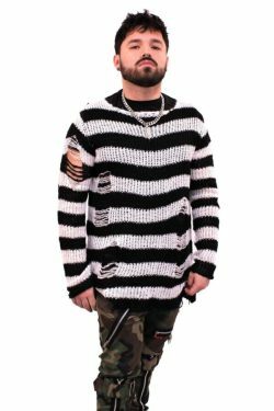 Y2K Grunge Gunmetal Distressed Knit Sweater - Retro 90S Fashion, Summer & Party Outfits