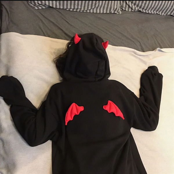 Y2K Grunge Hades Devil Hoodie - Retro 90S Fashion, Gothic Y2K, Summer Y2K Outfits
