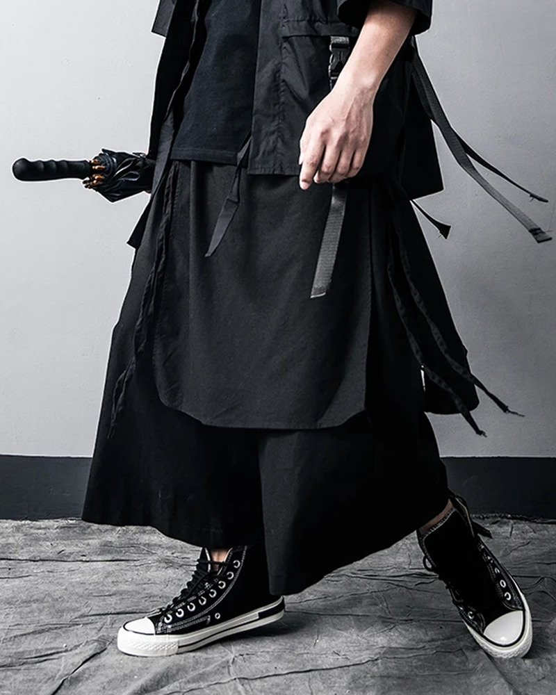Y2K Grunge Hakama Pants - Retro 90S Fashion, Summer Y2K Outfits, Gothic Y2K Style
