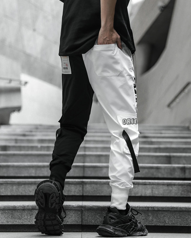 Y2K Grunge Half Black Half White Cargo Pants - 90S Retro Summer Outfit For Women