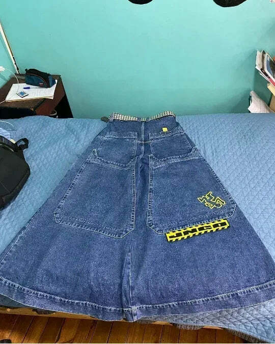 Y2K Grunge High-Waisted Graphic Jeans - Gothic Punk, 90S Hip-Hop, Versatile Casual Pants