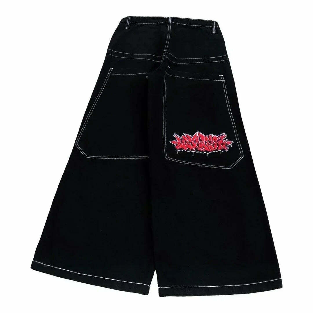 Y2K Grunge High-Waisted Graphic Jeans - Gothic Punk, 90S Hip-Hop, Versatile Casual Pants