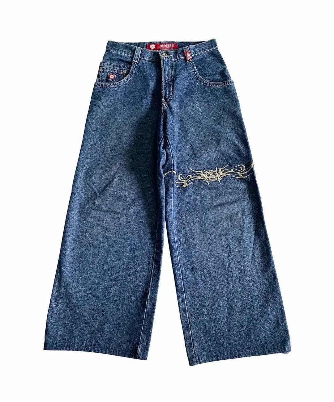 Y2K Grunge High-Waisted Graphic Jeans - Gothic Punk, 90S Hip-Hop, Versatile Casual Pants