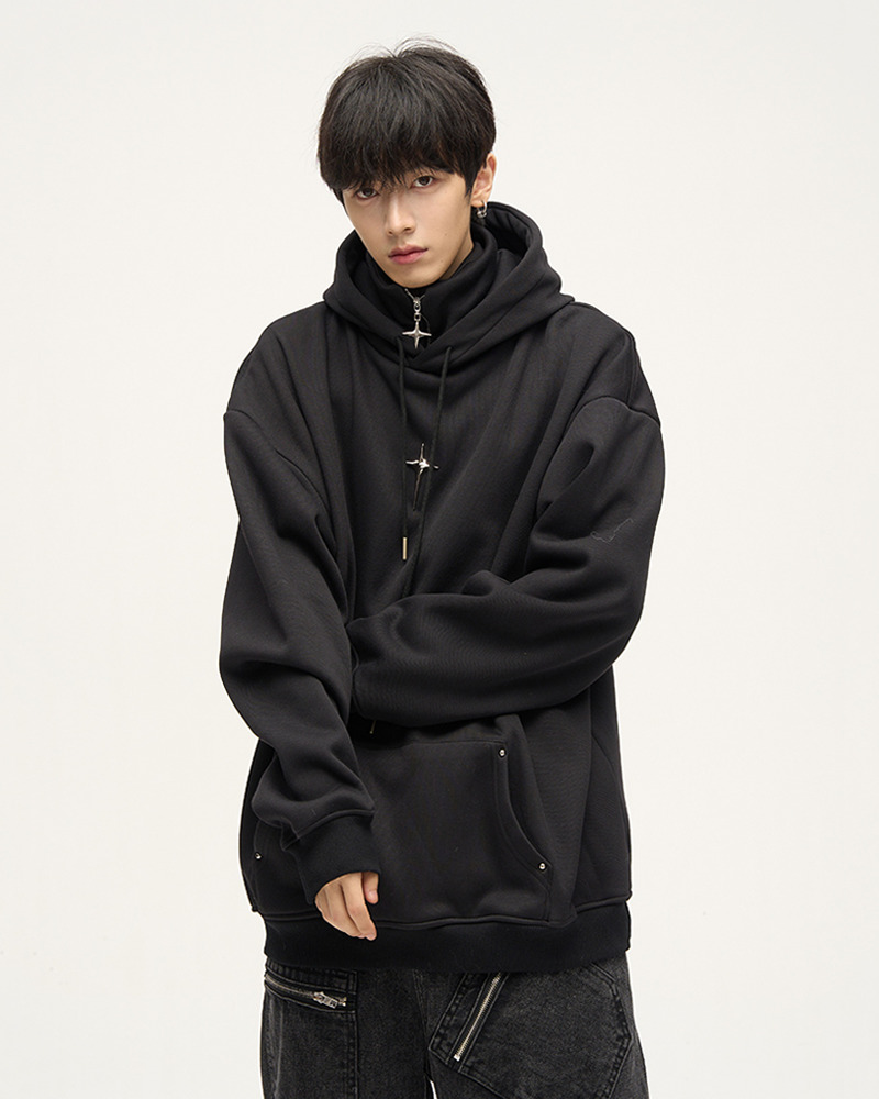 Y2K Grunge High Collar Hoodie - Retro 90S Fashion, Summer Outfits, And Pastel Goth Style