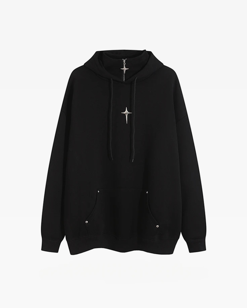 Y2K Grunge High Collar Hoodie - Retro 90S Fashion, Summer Outfits, And Pastel Goth Style