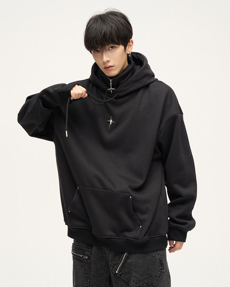 Y2K Grunge High Collar Hoodie - Retro 90S Fashion, Summer Outfits, And Pastel Goth Style