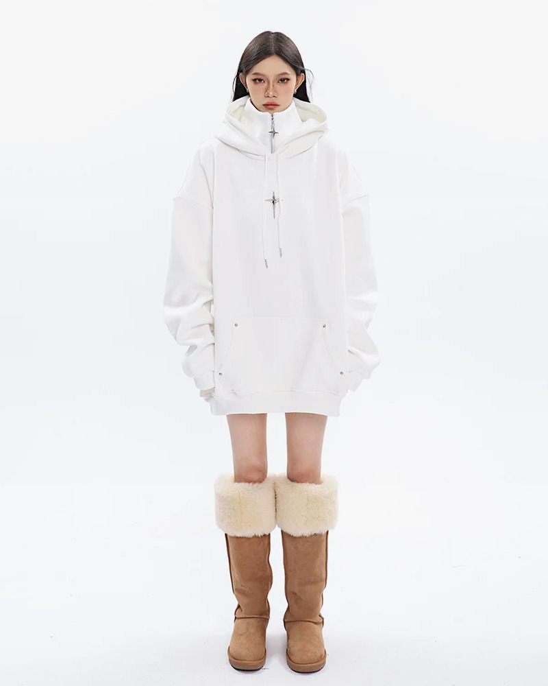 Y2K Grunge High Collar Hoodie - Retro 90S Fashion, Summer Outfits, And Pastel Goth Style