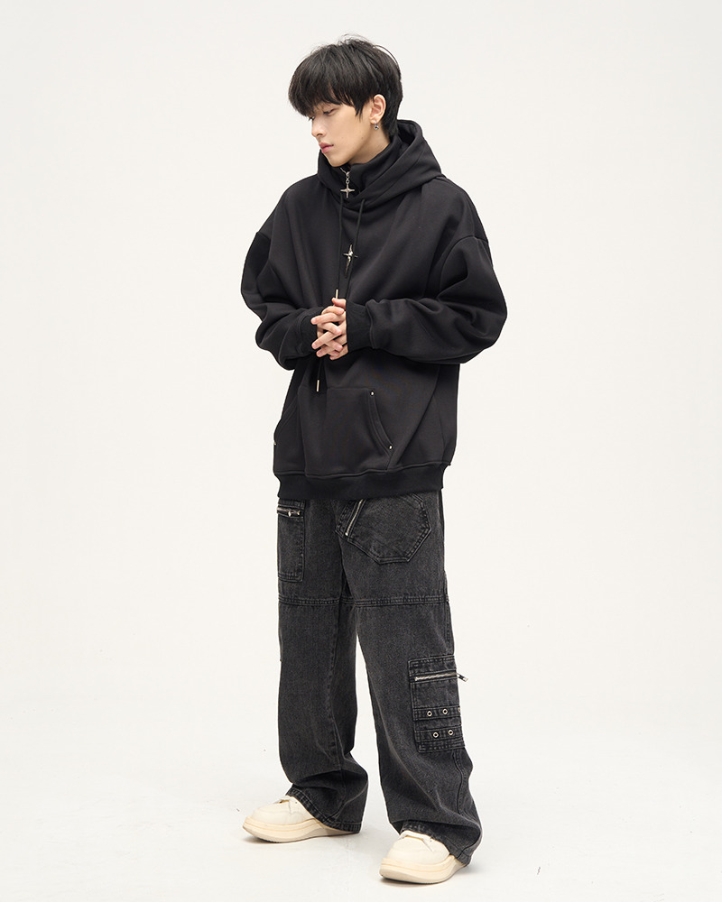 Y2K Grunge High Collar Hoodie - Retro 90S Fashion, Summer Outfits, And Pastel Goth Style