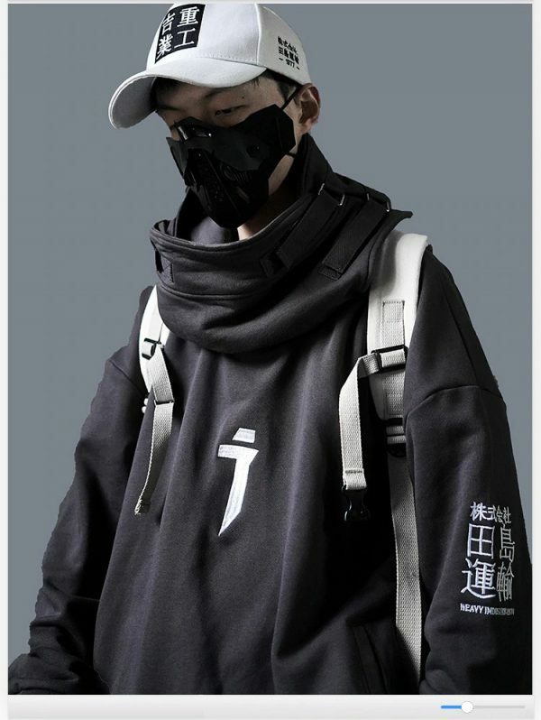 Y2K Grunge High Neck Fish Mouth Hoodie - 90S Fashion, Retro Style, Y2K Summer Outfits
