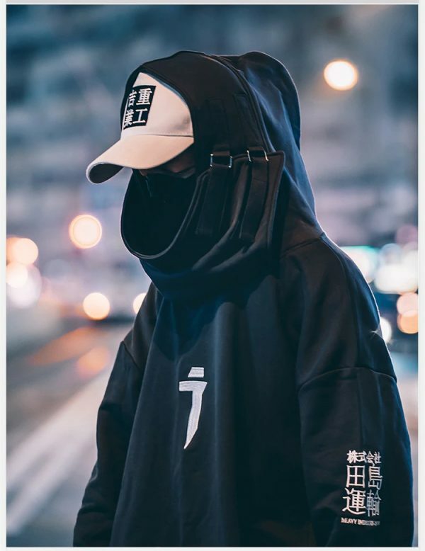 Y2K Grunge High Neck Fish Mouth Hoodie - 90S Fashion, Retro Style, Y2K Summer Outfits