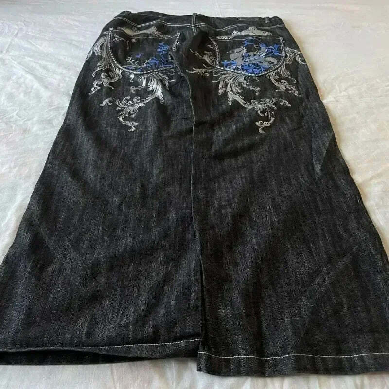 Y2K Grunge High Waist Baggy Jeans - Vintage Harajuku Wide-Leg Pants For Women, Gothic Streetwear