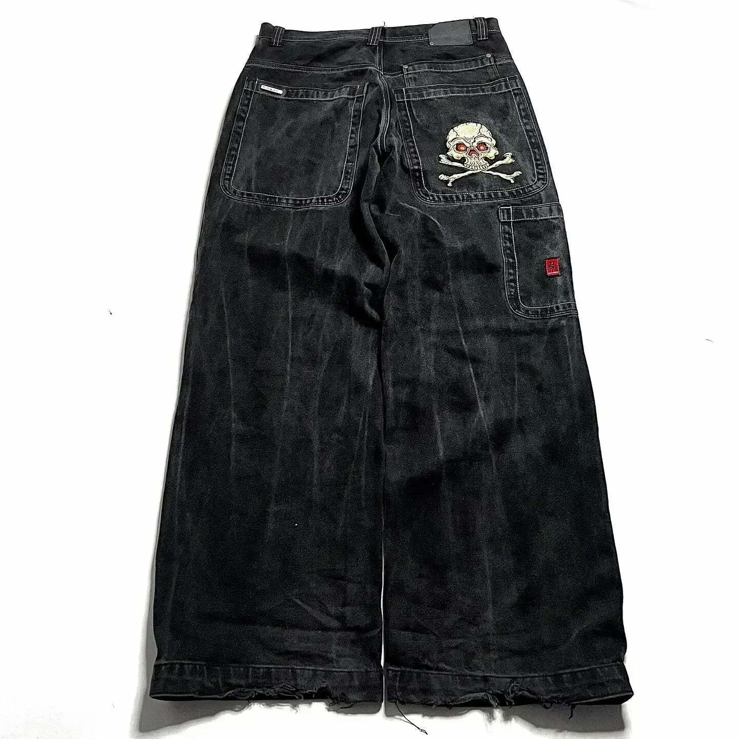 Y2K Grunge High Waist Baggy Jeans - Vintage Harajuku Wide-Leg Pants For Women, Gothic Streetwear