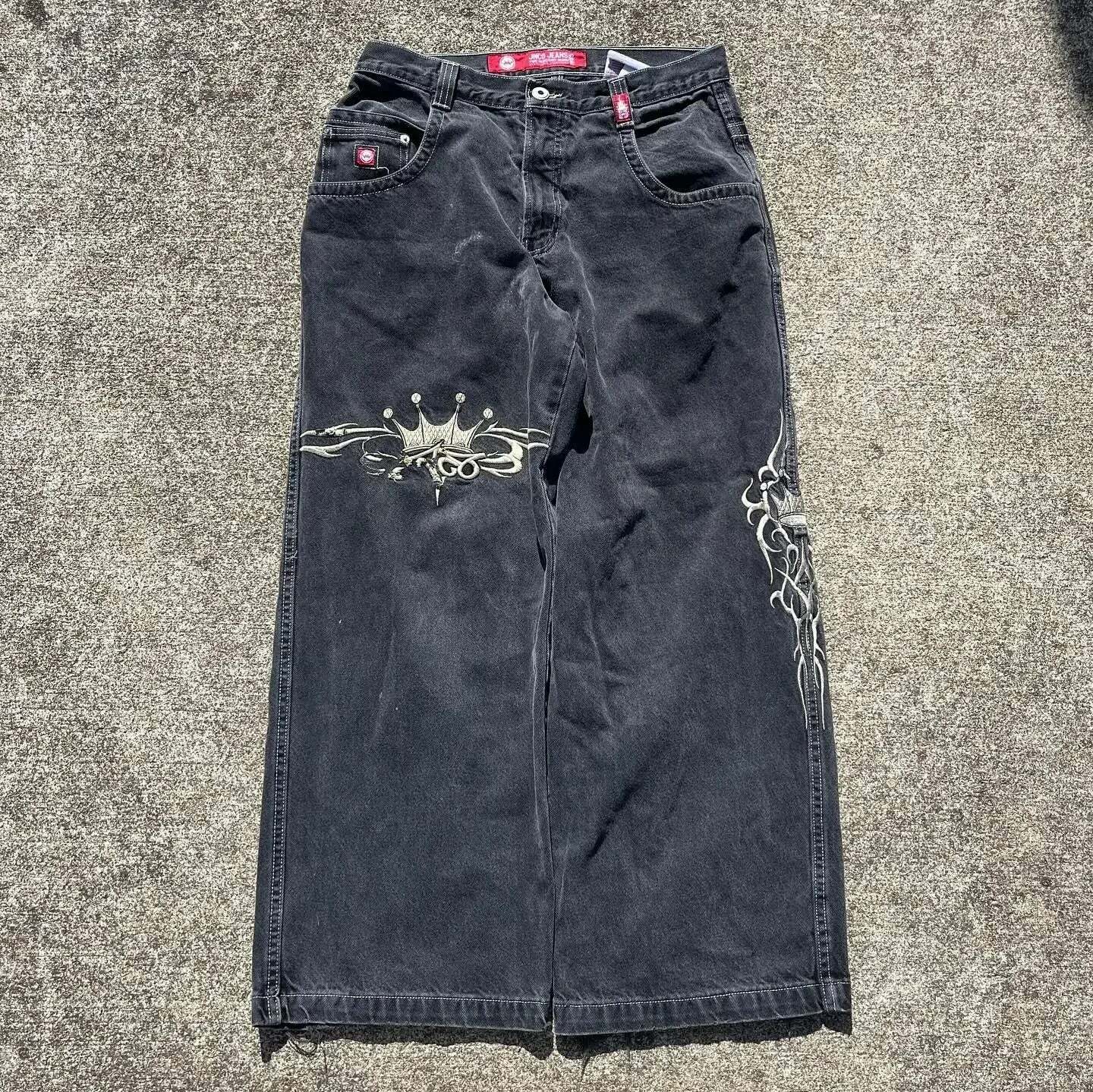 Y2K Grunge High Waist Baggy Jeans - Vintage Harajuku Wide-Leg Pants For Women, Gothic Streetwear