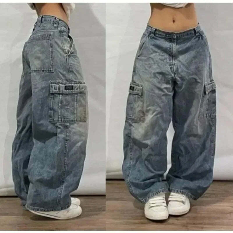 Y2K Grunge High Waist Baggy Jeans - Vintage Harajuku Wide-Leg Pants For Women, Gothic Streetwear