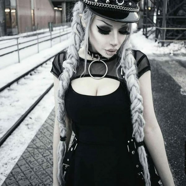 Y2K Grunge Hollow Mesh Dress - 90S Fashion, Retro Style, Summer Y2K Outfits, Gothic Y2K