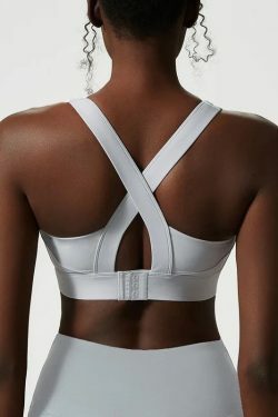 Y2K Grunge Ice Grey Sports Bra Top - Retro 90S Fashion, Summer Y2K Outfits, Pastel Goth
