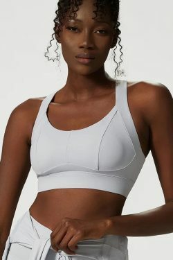 Y2K Grunge Ice Grey Sports Bra Top - Retro 90S Fashion, Summer Y2K Outfits, Pastel Goth