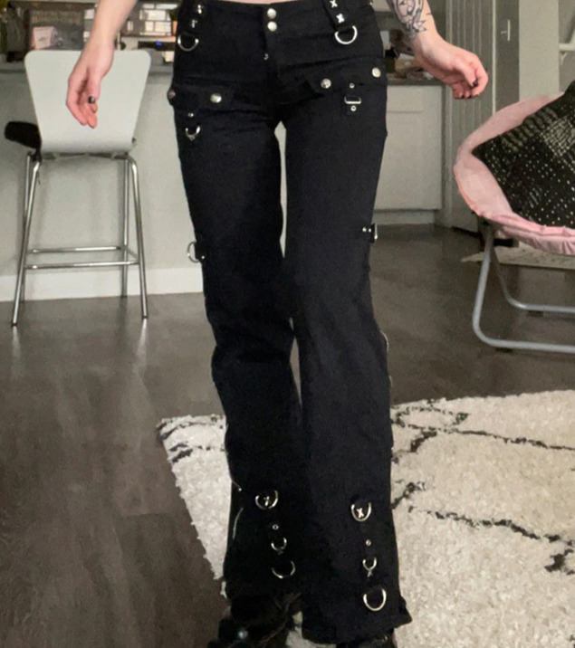 Y2K Grunge Jade Black Pants - Retro 90S Fashion, Summer Outfits, Club & Party Ready