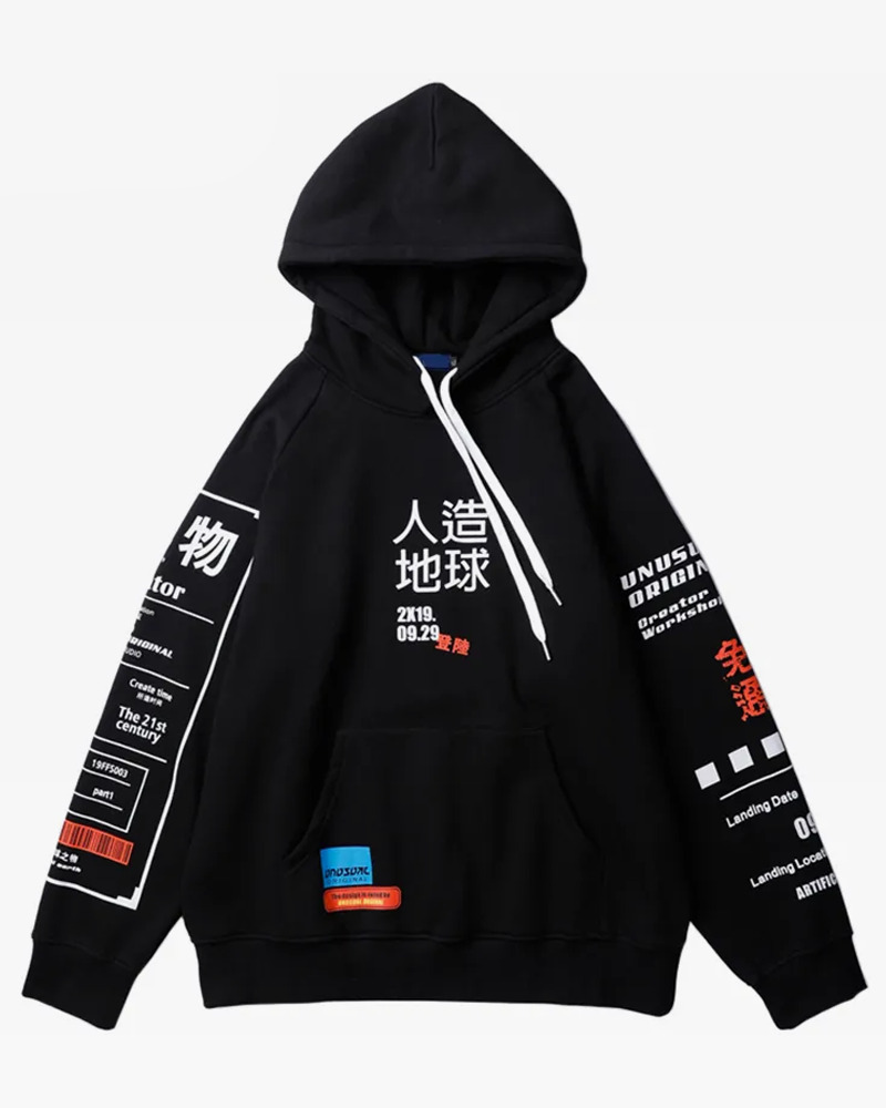 Y2K Grunge Japanese Design Hoodie - Retro 90S Fashion, Summer Y2K Outfits, Pastel Goth Style