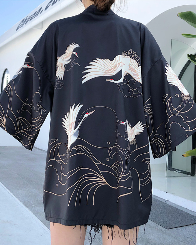 Y2K Grunge Kimono Jacket - Retro 90S Fashion, Summer Y2K Outfits, Gothic Y2K Style