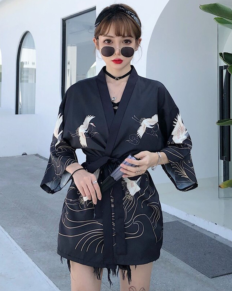 Y2K Grunge Kimono Jacket - Retro 90S Fashion, Summer Y2K Outfits, Gothic Y2K Style