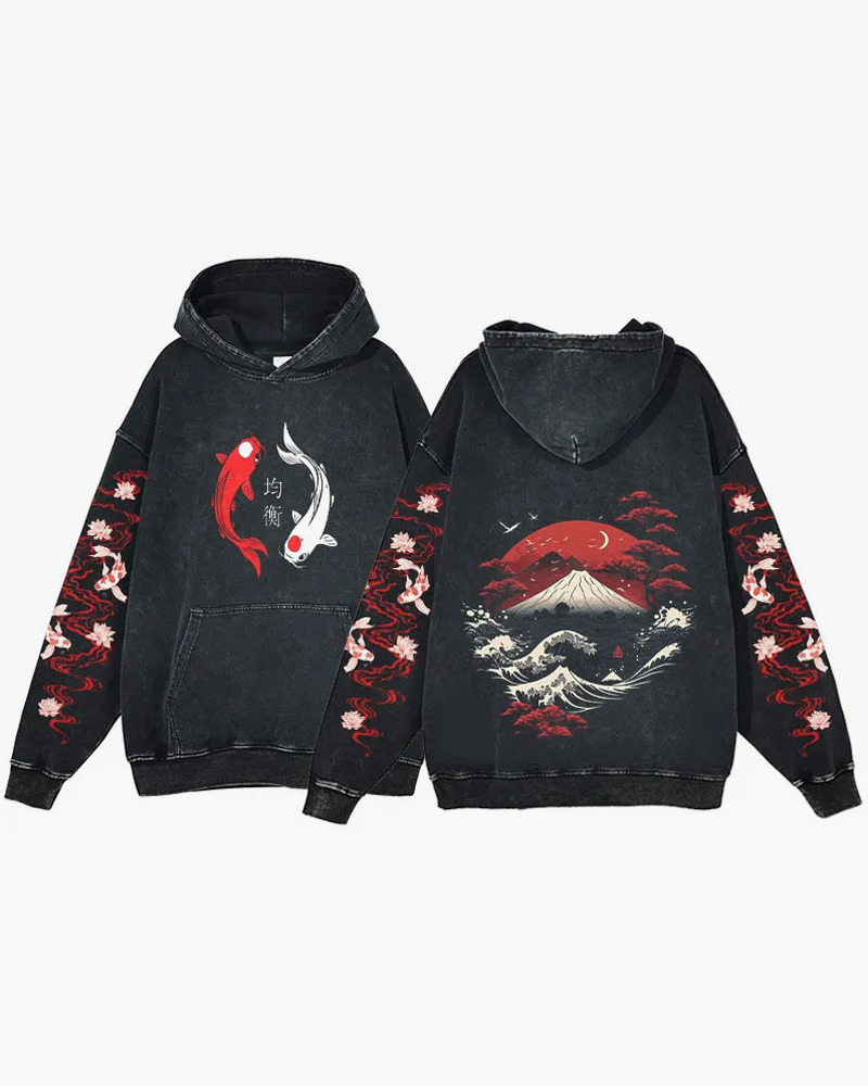 Y2K Grunge Koi Fish Hoodie - Retro 90S Fashion, Summer Y2K Outfits, Pastel Goth Style
