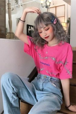 Y2K Grunge Letter Print Shirt - 90S Fashion, Retro Style, Y2K Summer Outfits, Baby Tees Y2K
