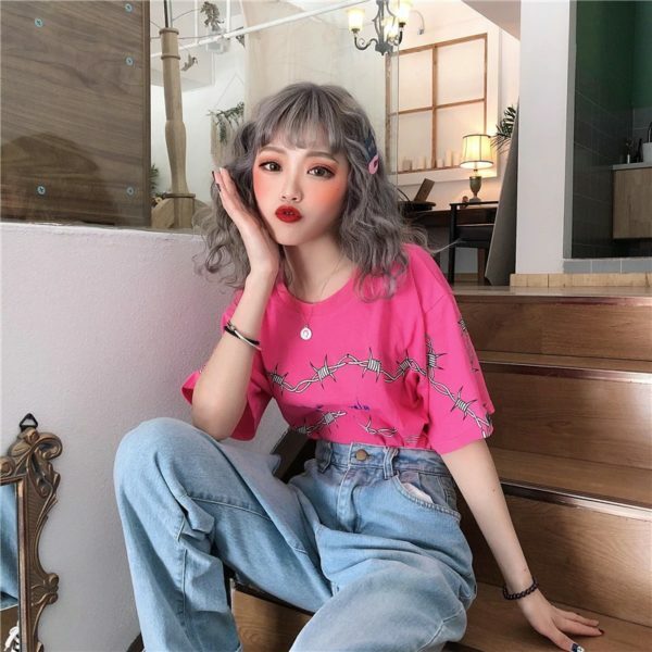 Y2K Grunge Letter Print Shirt - 90S Fashion, Retro Style, Y2K Summer Outfits, Baby Tees Y2K