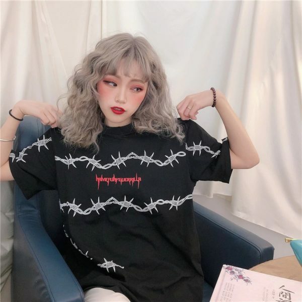 Y2K Grunge Letter Print Shirt - 90S Fashion, Retro Style, Y2K Summer Outfits, Baby Tees Y2K