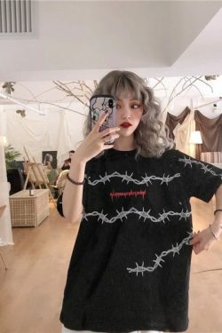 Y2K Grunge Letter Print Shirt - 90S Fashion, Retro Style, Y2K Summer Outfits, Baby Tees Y2K