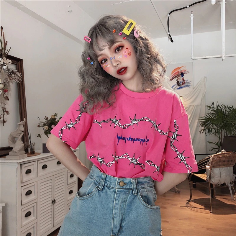 Y2K Grunge Letter Print Shirt - 90S Fashion, Retro Style, Y2K Summer Outfits, Baby Tees Y2K