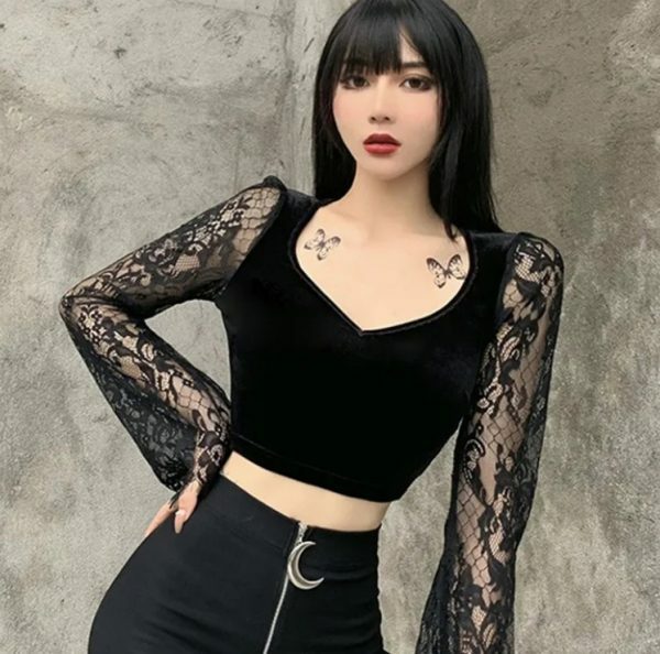 Y2K Grunge Long Sleeve Crop Top - Retro 90S Fashion, Summer Outfits, And Party Looks