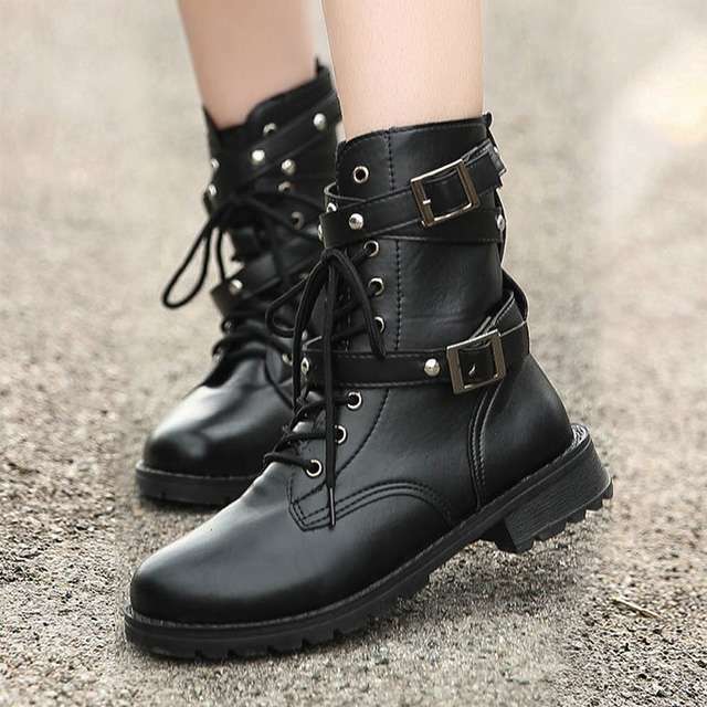 Y2K Grunge Low Heel Ankle Boots - Retro 90S Fashion, Gothic Y2K, Summer Y2K Outfits