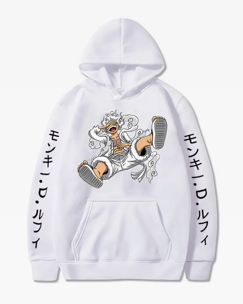 Y2K Grunge Luffy Gear 5 Hoodie - Retro 90S Fashion, Summer Y2K Outfits, Pastel Goth Style
