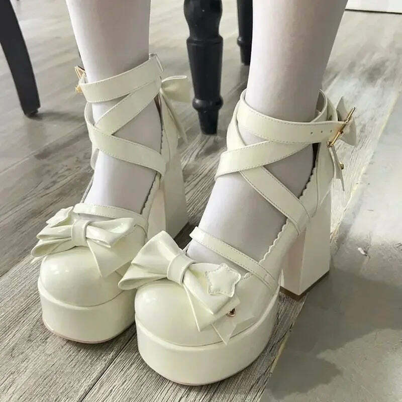 Y2K Grunge Mary Janes - Star Buckle Lolita Platform Shoes, Cute Bow-Knot Kawaii Designer Footwear