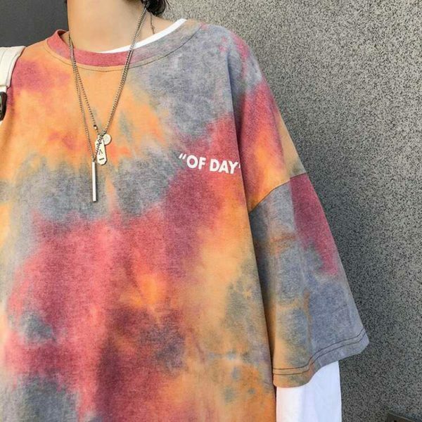 Y2K Grunge Mixed Colors Tie Dye T-Shirt - Retro 90S Fashion, Summer Y2K Outfits