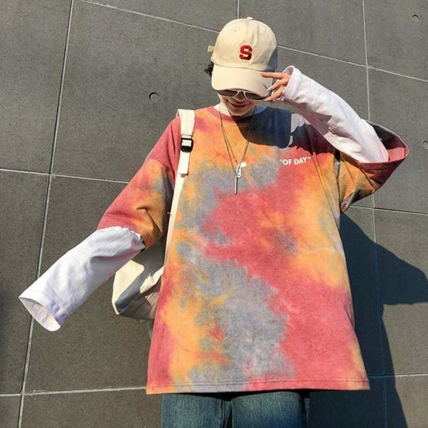 Y2K Grunge Mixed Colors Tie Dye T-Shirt - Retro 90S Fashion, Summer Y2K Outfits