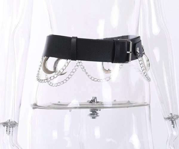 Y2K Grunge Moon Pendant Metal Chain Belt - 90S Fashion, Retro Style, Gothic Y2K Accessory