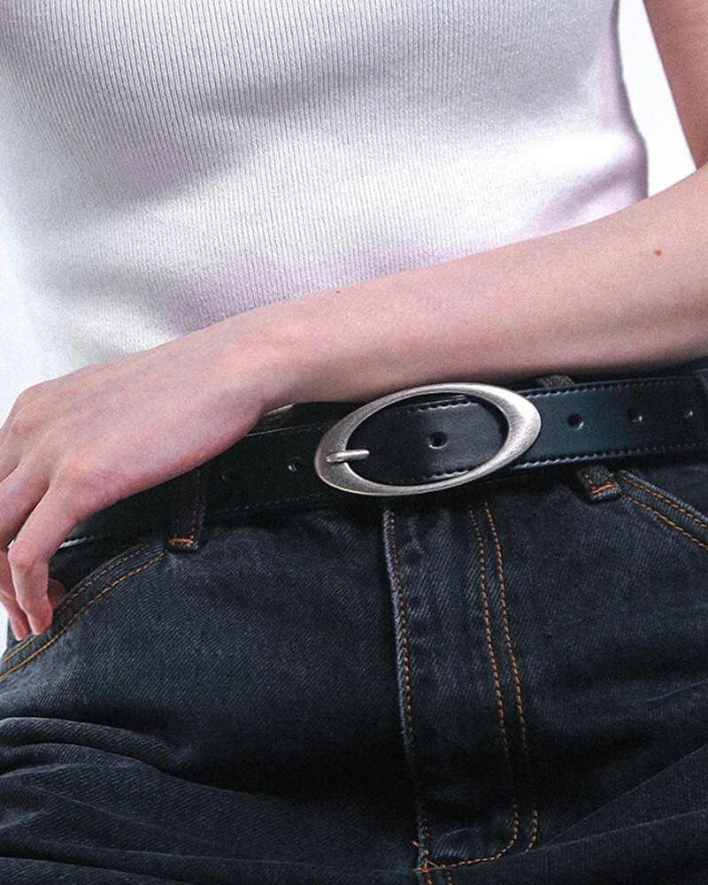 Y2K Grunge Oval Buckle Belt - Retro 90S Fashion, Gothic Y2K, Pastel Goth, Y2K Club Out