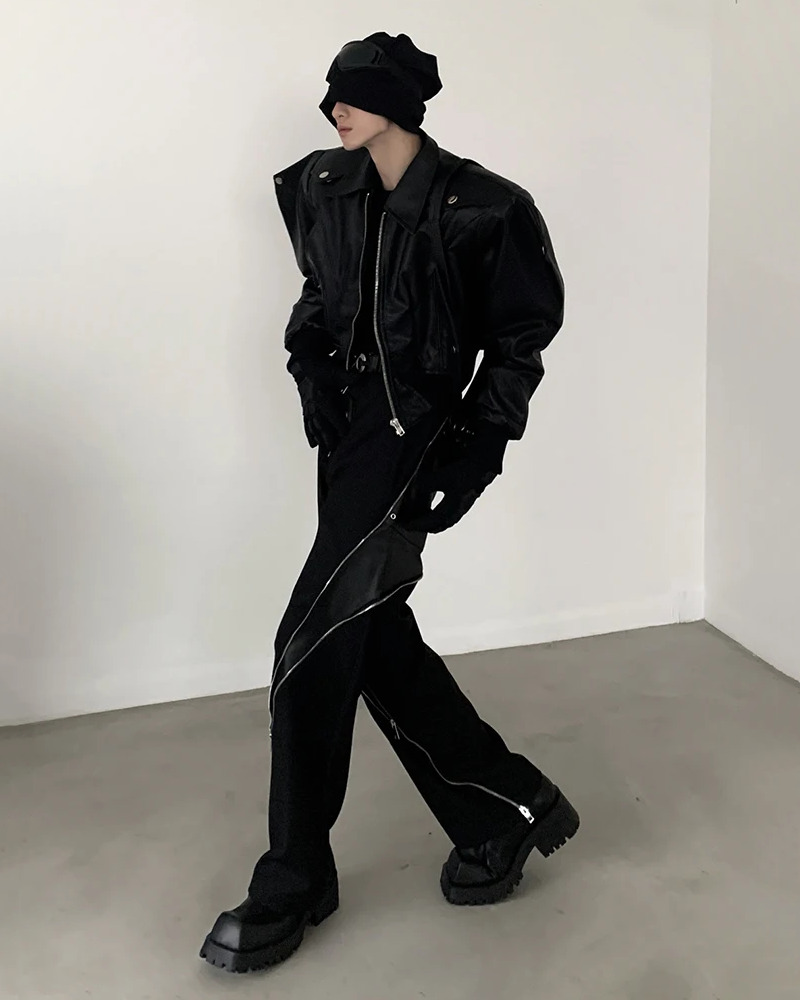 Y2K Grunge Oversized Leather Jacket - 90S Retro Style, Y2K Fashion, Gothic Y2K Outfits