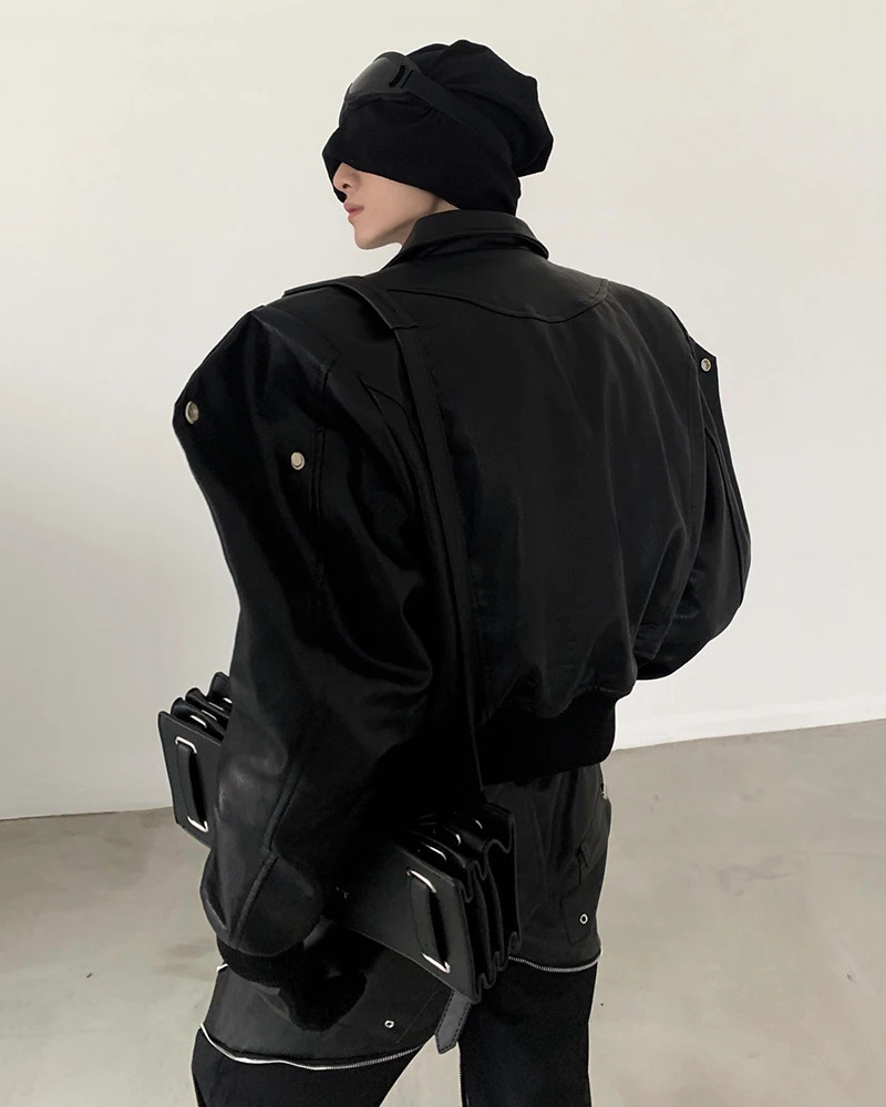 Y2K Grunge Oversized Leather Jacket - 90S Retro Style, Y2K Fashion, Gothic Y2K Outfits