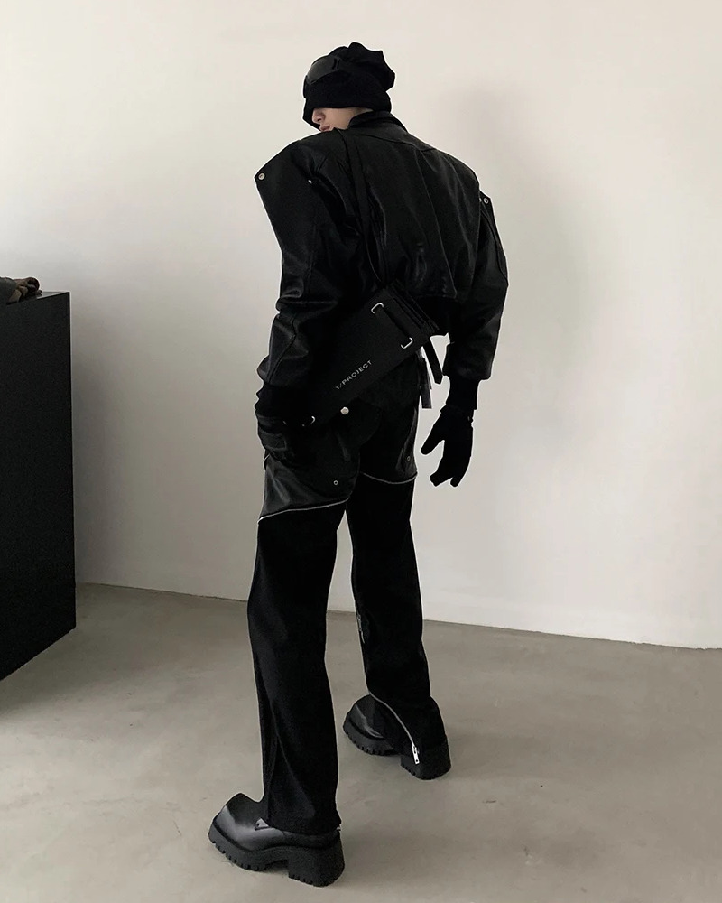 Y2K Grunge Oversized Leather Jacket - 90S Retro Style, Y2K Fashion, Gothic Y2K Outfits