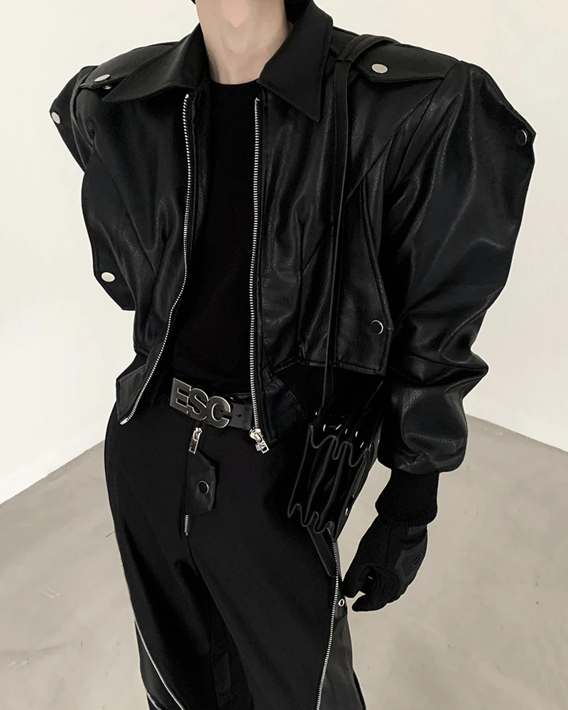 Y2K Grunge Oversized Leather Jacket - 90S Retro Style, Y2K Fashion, Gothic Y2K Outfits
