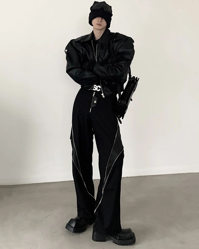 Y2K Grunge Oversized Leather Jacket - 90S Retro Style, Y2K Fashion, Gothic Y2K Outfits