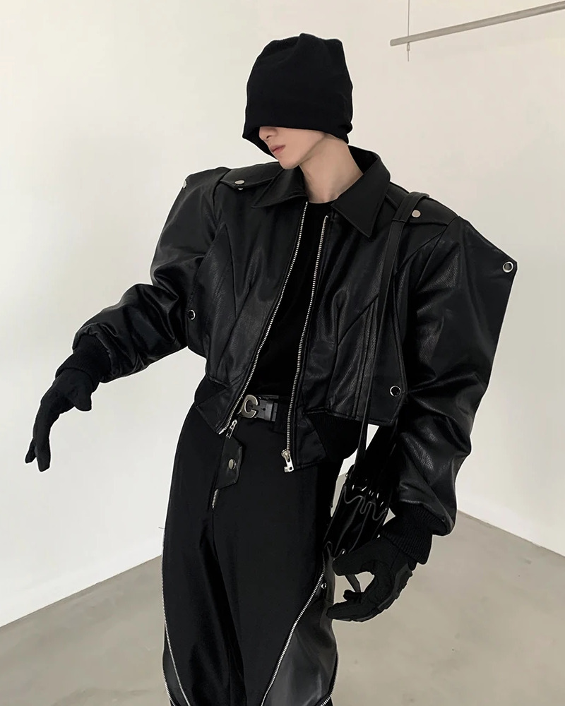 Y2K Grunge Oversized Leather Jacket - 90S Retro Style, Y2K Fashion, Gothic Y2K Outfits