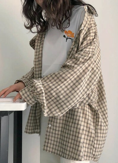 Y2K Grunge Oversized Plaid Shirt - Retro 90S Fashion, Summer Y2K Outfits, Pastel Goth Style