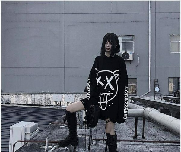 Y2K Grunge Oversized Sweatshirt - 90S Fashion, Retro Style, Y2K Summer Outfits, Y2K Club Fits