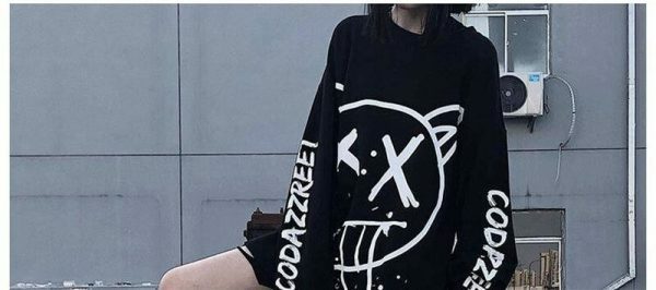 Y2K Grunge Oversized Sweatshirt - 90S Fashion, Retro Style, Y2K Summer Outfits, Y2K Club Fits
