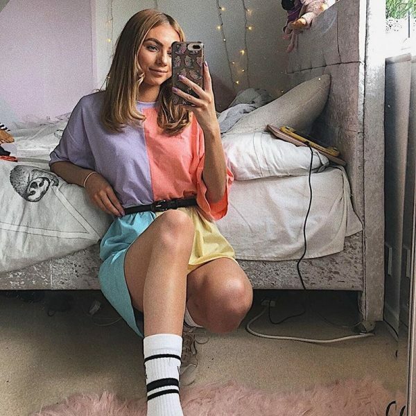 Y2K Grunge Oversized Tie Dye Top - Retro 90S Fashion, Summer Y2K Outfits, Pastel Goth Style